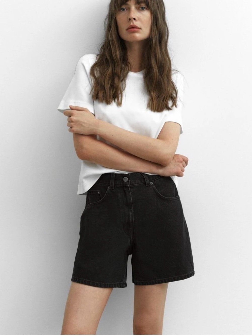Boheme Black High-Waist Jean Shorts 100% Cotton